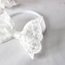 Bandeau de baptême, noued en dentelle bébé,accessoire cheveux blanc pour petite fille, bandeau dentelle bébé - Un grand marché